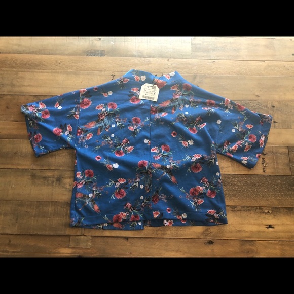NWT Zara Girls Size 5-6 blue floral wrap‎ top - Picture 5 of 6